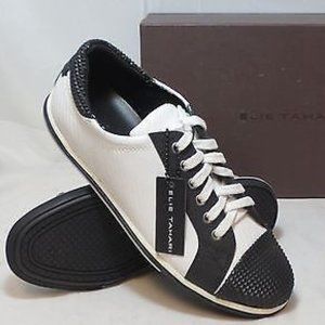 ELIE TAHARI Women's •Dream• Sneaker - White/Black Leather (sz. 7.5)